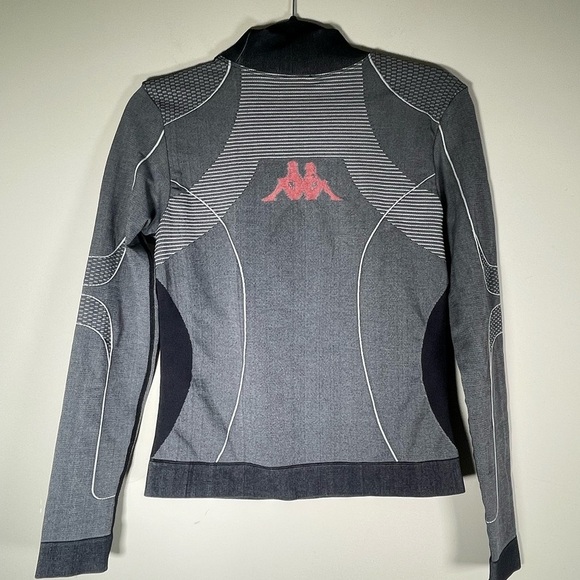 KAPPA Authentic Jaworzno Long Sleeve Shirt Top Sz M/L Black Smoke Grey Street - Picture 8 of 10